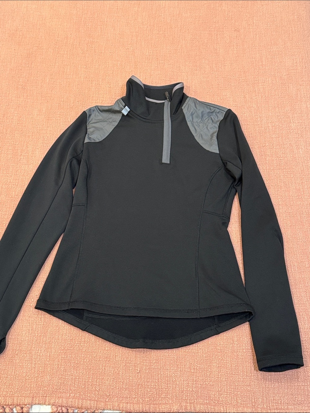 Lole Women's Black straight neck track pullover sweater with reflective elements